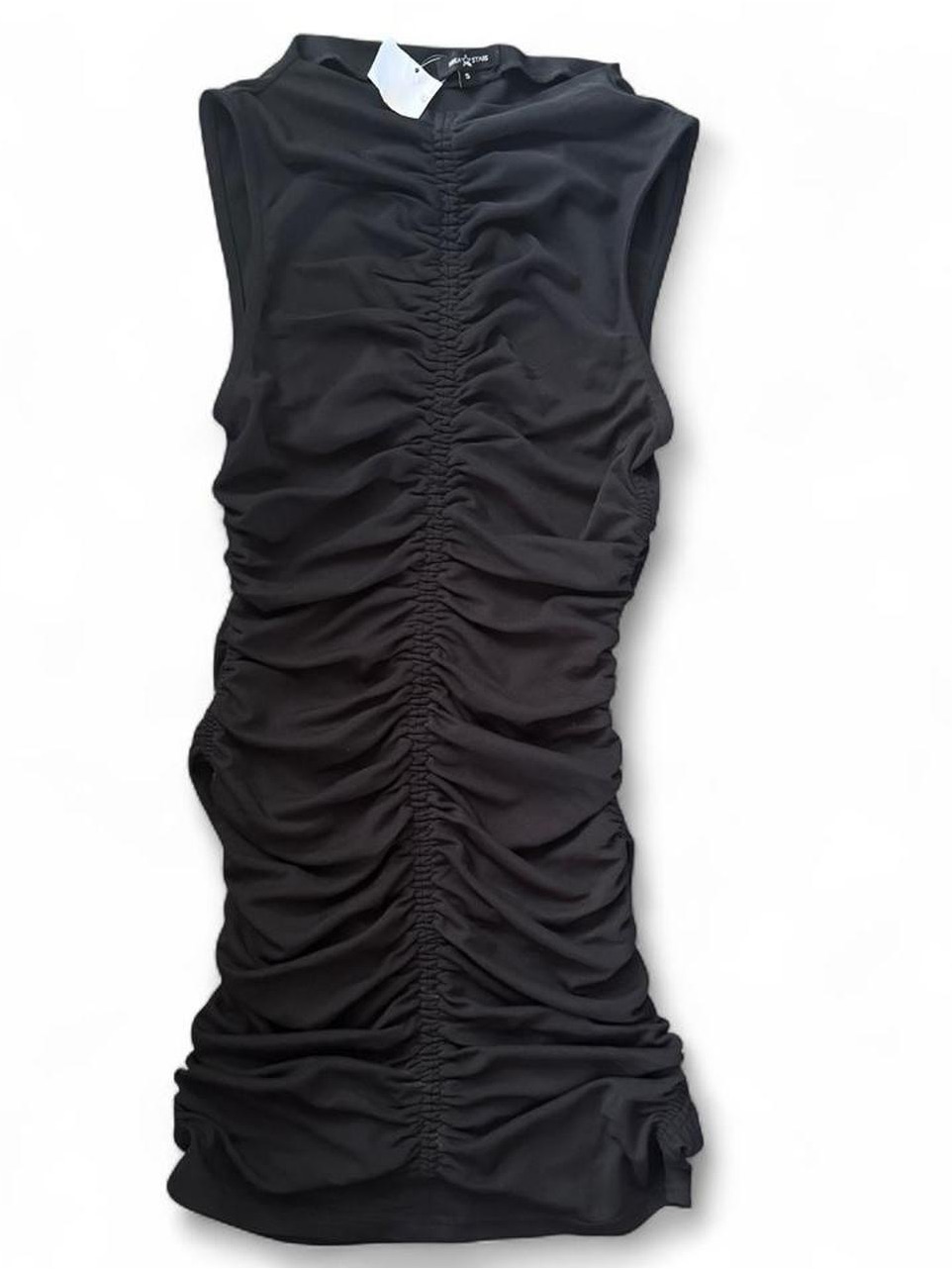 New W Tag: Revolve X Area Stars Black Ruched Sleeveless Bodycon Mini Dress